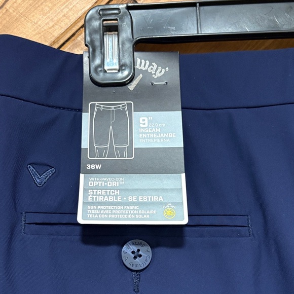 Men's Callaway Stretch Navy Shorts 9” inseam - Picture 3 of 4